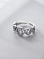 thumb 925 Sterling Silver  Vintage Geometric triangle circle  Band Ring 3