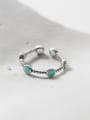 thumb 925 Sterling Silver Turquoise Geometric Vintage Band Ring 3
