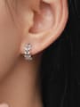 thumb 925 Sterling Silver Cubic Zirconia Leaf Minimalist Huggie Earring 1