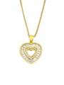 thumb Brass Cubic Zirconia Heart Minimalist Necklace 0
