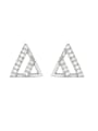 thumb Alloy Cubic Zirconia Triangle Minimalist Stud Earring 3