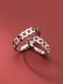thumb 925 Sterling Silver Rhinestone Vintage Geometric male and female Couple Ring 0
