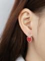 thumb 925 Sterling Silver Red Enamel Heart Minimalist Stud Earring 1