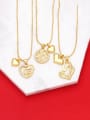 thumb Brass Cubic Zirconia Letter Vintage Heart Pendant Necklace 0
