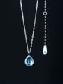 thumb 925 Sterling Silver Glass Stone Water Drop Minimalist Necklace 3