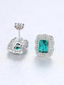 thumb 925 Sterling Silver Classic Square Cubic Zirconia   Stud Earring 3