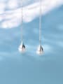 thumb 925 Sterling Silver With Platinum Plated Minimalist Water Drop Threader Earrings 1