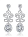 thumb Copper Cubic Zirconia White Water Drop Luxury Cluster Earring 0
