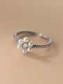 thumb 925 Sterling Silver Imitation Pearl Flower Cute Band Ring 3