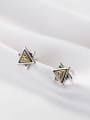 thumb 925 Sterling Silver Triangle Vintage Stud Earring 1