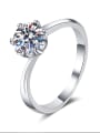 thumb Sterling Silver Moissanite Flower Dainty Solitaire Engagement Rings 4