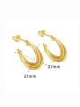 thumb Brass Geometric Minimalist  C Shape  Woven Huggie Earring 3