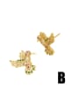 thumb Brass Cubic Zirconia Bird Vintage Stud Earring 2