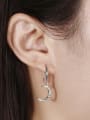 thumb 925 Sterling Silver Moon Minimalist Hook Earring 1