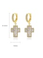 thumb Brass Cubic Zirconia Cross Luxury Huggie Earring 4