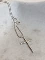 thumb 925 Sterling Silver Bead Chain Cross Vintage Long Strand Necklace 1