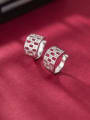 thumb 925 Sterling Silver Cubic Zirconia Hollow square Vintage Huggie Earring 1