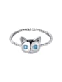 thumb 925 Sterling Silver Enamel Cat Cute Band Ring 3