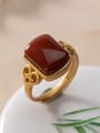 thumb 925 Sterling Silver Carnelian Rectangle Vintage Band Ring 2