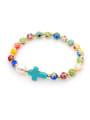thumb Stainless steel Freshwater Pearl Multi Color Round Bohemia Stretch Bracelet 2