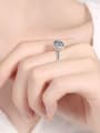 thumb Sterling Silver Moissanite White Square Dainty Engagement Rings 1