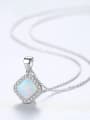 thumb 925 Sterling Silver Opal Multi Color Simple square pendant  Necklace 3