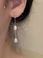 thumb 925 Sterling Silver Freshwater Pearl Geometric Minimalist Drop Earring 2
