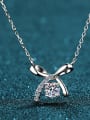 thumb Sterling Silver  0.5 CT  Moissanite Bowknot Dainty Necklace 0