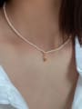 thumb 925 Sterling Silver Freshwater Pearl  Geometric Minimalist Beaded Necklace 1