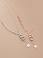 thumb 925 Sterling Silver Cubic Zirconia Number Minimalist Tassel Necklace 3