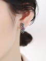 thumb 925 Sterling Silver Rhinestone Geometric Vintage Earring 2