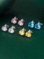 thumb Brass Cubic Zirconia Multi Color Geometric Minimalist Stud Earring 0