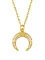 thumb Brass Cubic Zirconia Moon Vintage Necklace 0