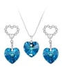thumb Alloy Crystal Blue Dainty Heart Earring and Necklace Set 0
