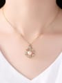 thumb 925 Sterling Silver Freshwater Pearl Zircon flower pendant Necklace 1