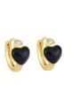 thumb Brass Enamel Heart Minimalist Huggie Earring 2