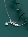 thumb 925 Sterling Silver Cubic Zirconia fashion Leaf Pendant Necklace 0