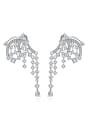 thumb Brass Cubic Zirconia Asymmetric  Tassel Luxury Cluster Earring 0