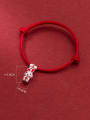 thumb 925 Sterling Silver Rabbit Minimalist Adjustable Red Rope Bracelet 2