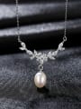 thumb 925 Sterling Silver  Micro zircon inlaid freshwater pearl necklace 2