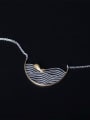 thumb 925 Sterling Silver Irregular Vintage Wave Whale Movable Necklace 2