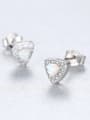 thumb 925 Sterling Silver  Minimalis Cubic Zirconia Trianglet Stud Earring 3