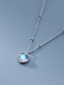 thumb 925 Sterling Silver Glass Stone Heart Minimalist Necklace 0
