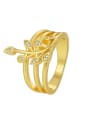 thumb Brass Cubic Zirconia Leaf Minimalist Stackable Ring 0