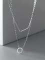 thumb 925 Sterling Silver Cubic Zirconia Round Minimalist Multi Strand Necklace 0