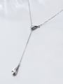 thumb 925 Sterling Silver  Minimalist  Water Drop Lariat Necklace 2