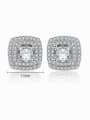 thumb 925 Sterling Silver Cubic Zirconia Square Dainty Stud Earring 2