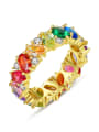 thumb Copper Cubic Zirconia Multi Color Geometric Dainty Band Ring 0
