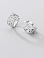 thumb 925 Sterling Silver Cubic Zirconia Hollow square Vintage Huggie Earring 2