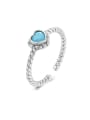 thumb 925 Sterling Silver Turquoise Heart Dainty Band Ring 0
